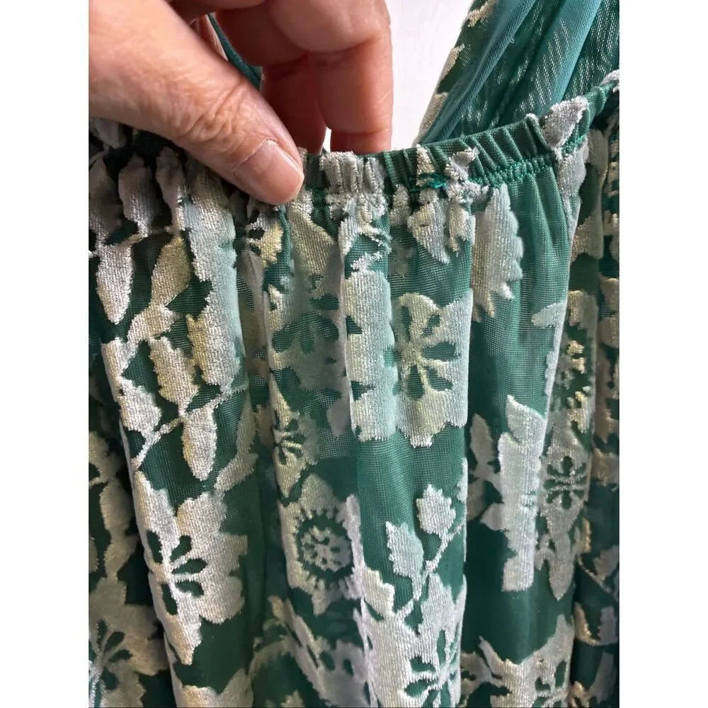 Intimately Free People NWT Floral Crushed Velvet Dress in Sage Size S